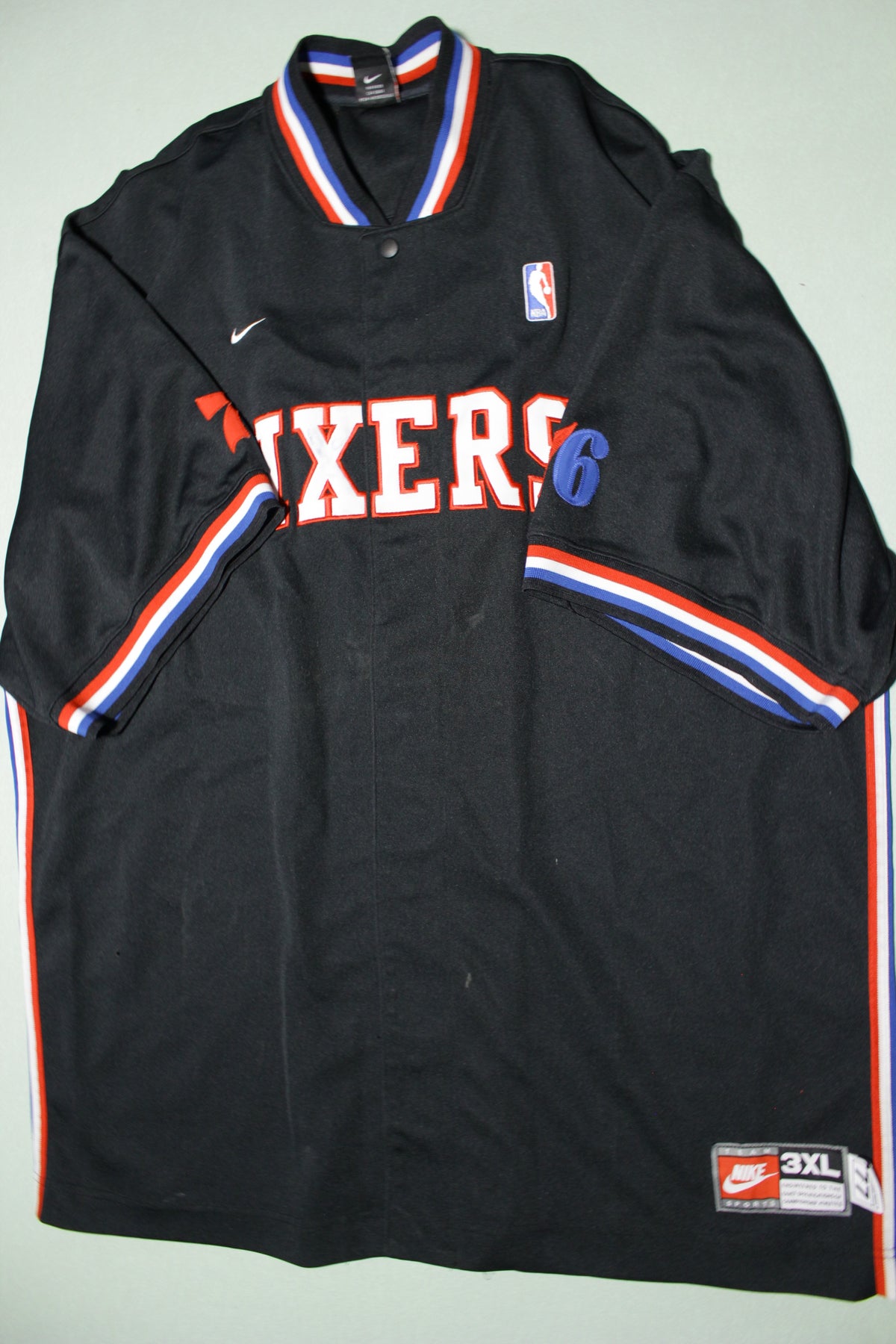 Nike 90s PHILADELPHIA 76ERS Retro Warm-Up Shirt Jacket Embroidery Bask –