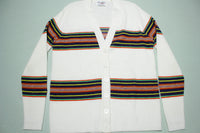 Tall Her Tuxan Vintage 70's Boho Multi Color Cardigan Button Up Sweater