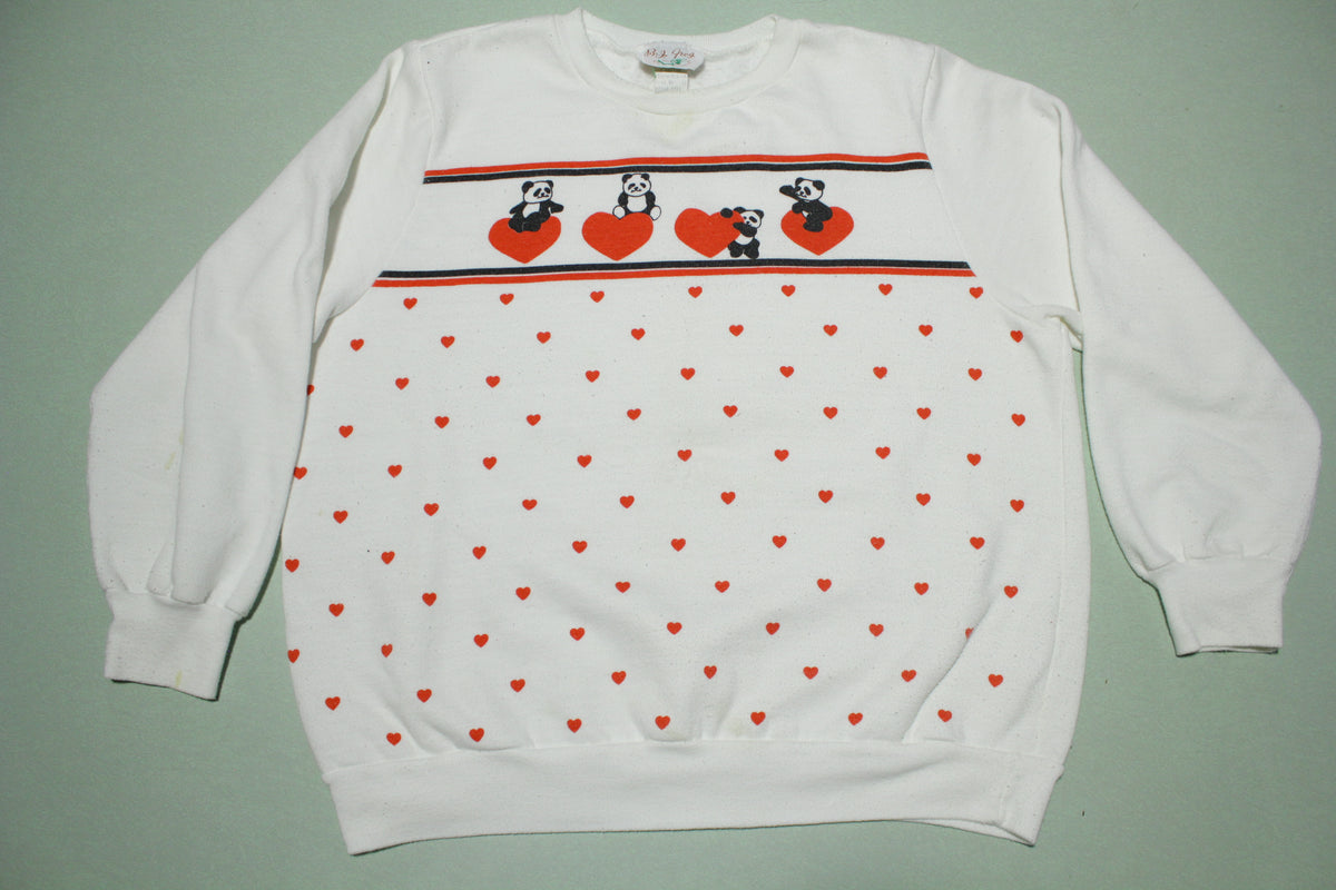 Panda Hearts Vintage 80s BJ Frog Made in USA Crewneck Sweatshirt