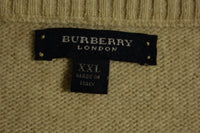 Burberry of London V-Neck Check Extrafine 100% Merino Wool Authentic Sweater
