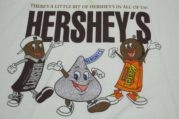 Hersheys Kiss Reeses Chocolate Vintage 2005 Snack Tee Sparkle T-Shirt