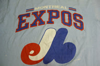 Montreal Expos Vintage Big Logo Artex MLB 1989 80's Single Stitch Baby Blue T-Shirt