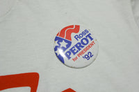 Ross Perot 1992 For President Clinton Bush w/ Campaign Button Vintage 90s T-Shirt