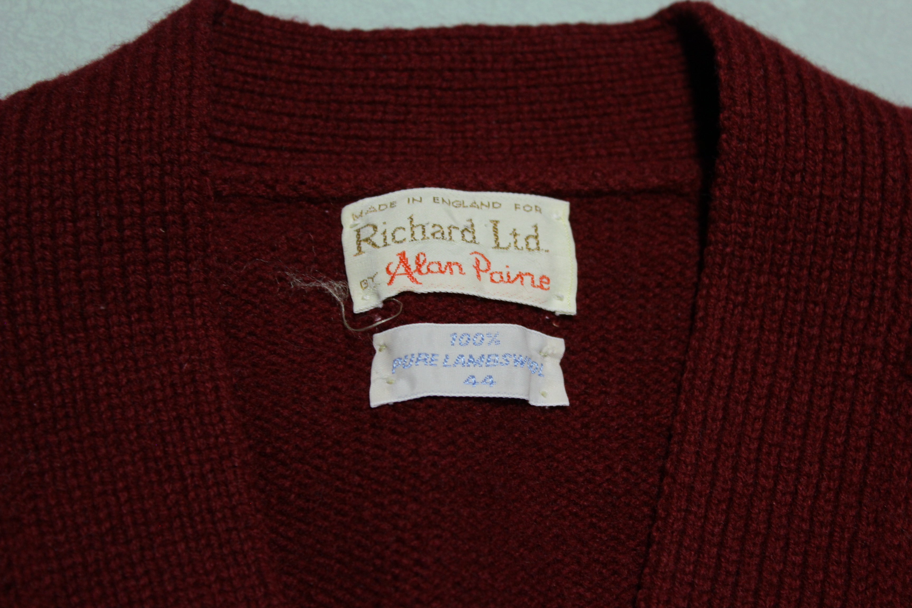 Richard LTD Alan Paine Vintage Lambs Wool 60s Button Up Cardigan