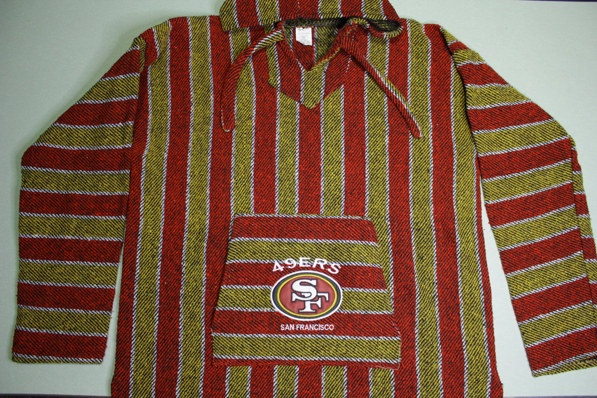 San Francisco 49ers SF Drug Rug Vintage Mexican Poncho Team Logo Hoodie