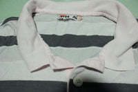 Fila Italy Vintage 90s Tennis Polo Striped Pink Gray Shirt