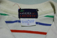 Izod Lacoste Alligator Vintage 80s Single Stitch Striped Polo Shirt AWESOME