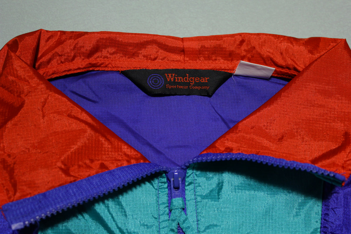 Windgear Vintage 90s Vibrant Color Block Windbreaker Jacket