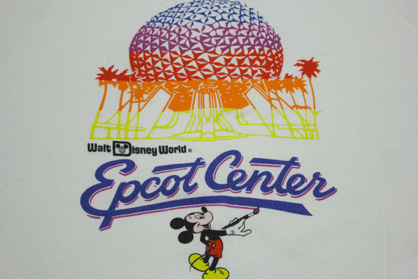 Walt Disney World Epcot Center Vintage 80s Blue Tag Mickey Mouse Crewneck Sweatshirt