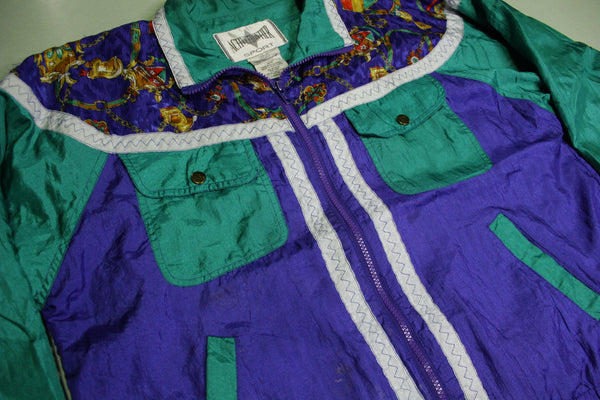 Active Frontier Sport Vintage 90's Grandma Bling Royal Crest Windbreaker Jacket