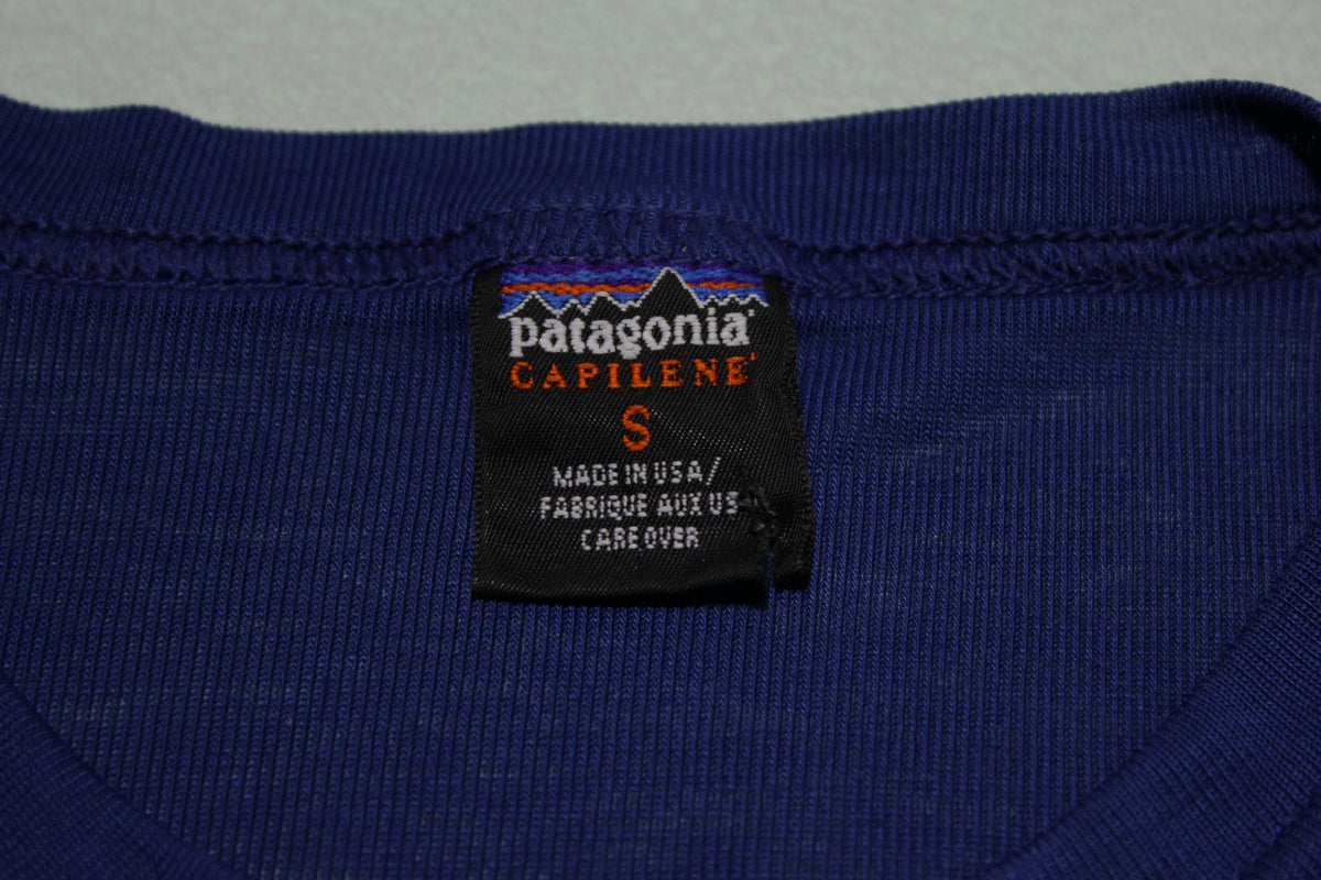 Patagonia Capilene Made in USA Navy Blue Polyester Breathable Vintage 90s T-Shirt