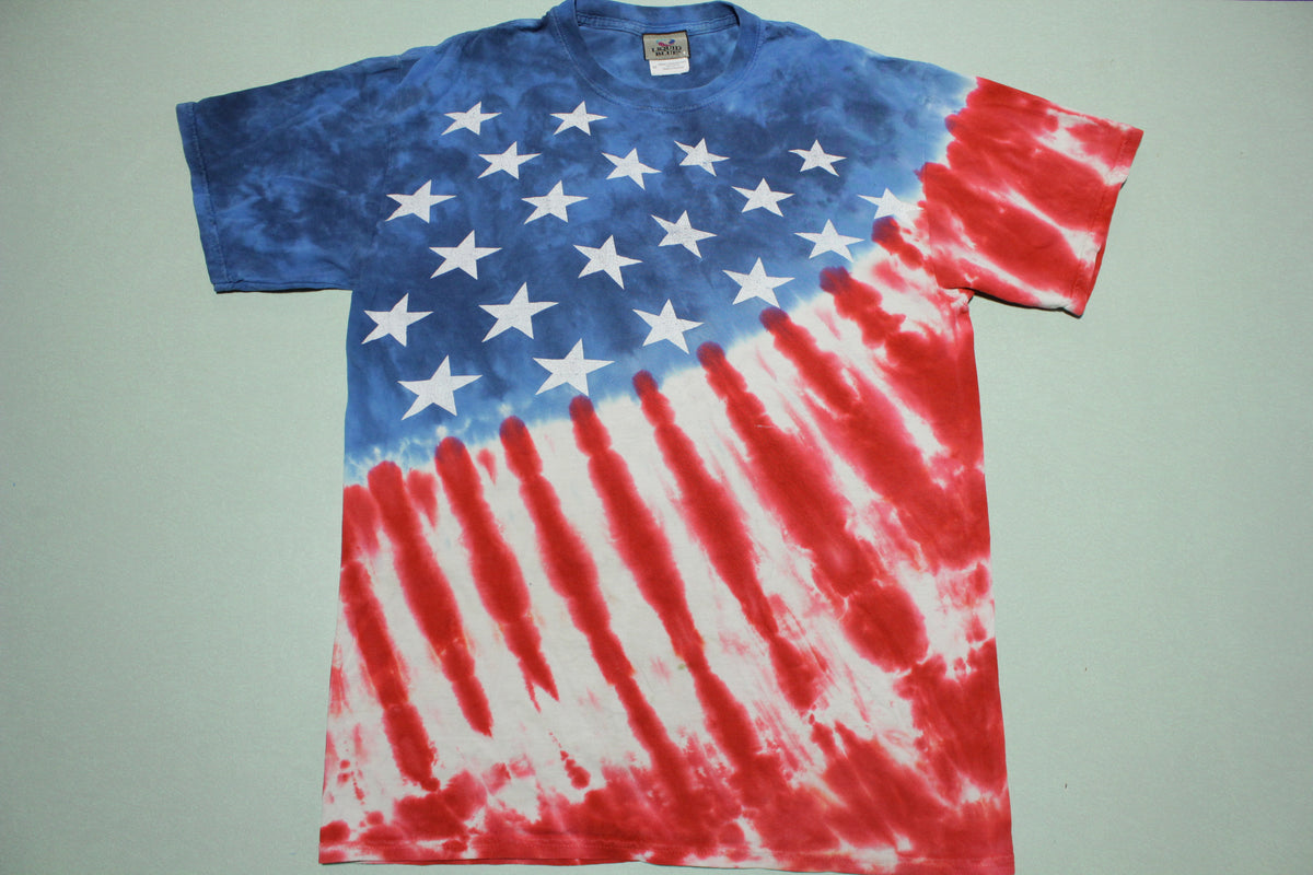 Liquid Blue Vintage 90s Stars and Stripes American Flag Tie Dye T-Shir ...