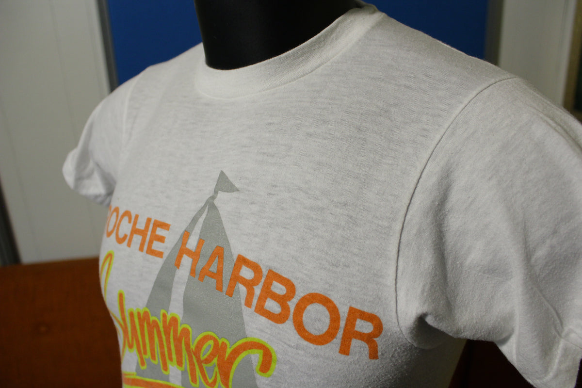 Roche Harbor Summer '85 Vintage Sailboat 80's Screen Stars T-Shirt 50/50
