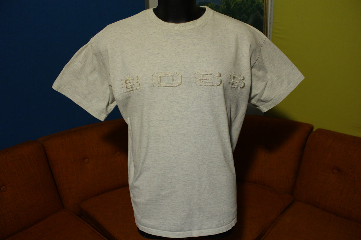 Hugo Boss Vintage 90's Embroidered Spell Out Logo T-Shirt Made in USA