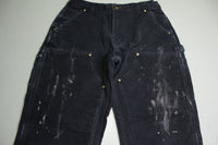 Carhartt Vintage Distressed B01 Double Knee Front Work Construction Utility Pants BLK