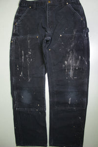 Carhartt Vintage Distressed B01 Double Knee Front Work Construction Utility Pants BLK