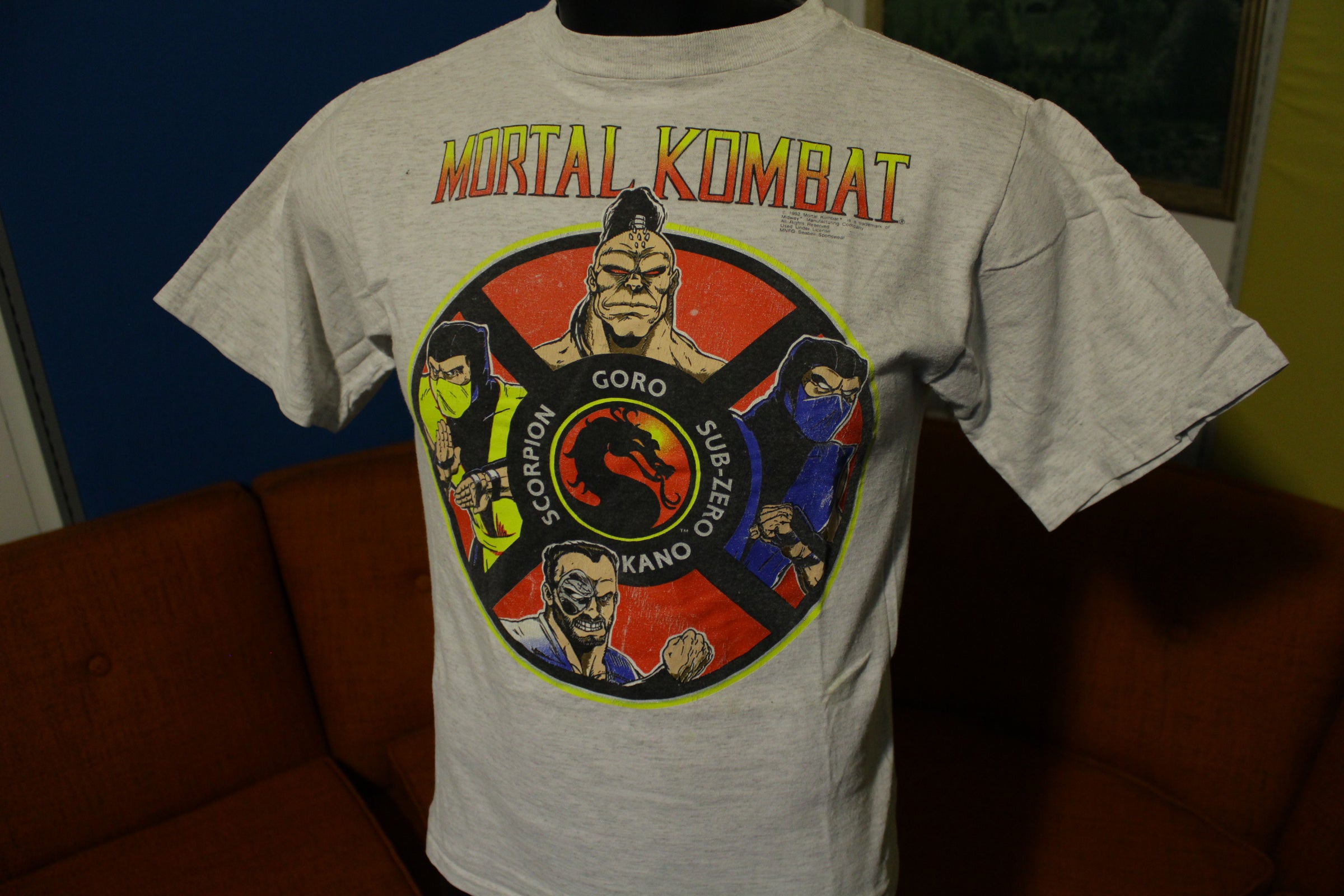 MORTAL KOMBAT T-shirt 1993 KANO Tee one sided Black GILDAN T SHIRT