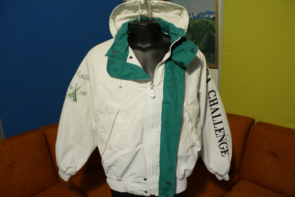 Nautica Challenge Spell Out Color Block Vintage 90s J-Class White Green Blue Jacket