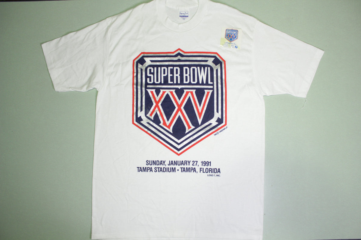 Super Bowl XXV 1991 Tampa Florida Vintage Deadstock Logo 7 USA Single Stitch T-Shirt