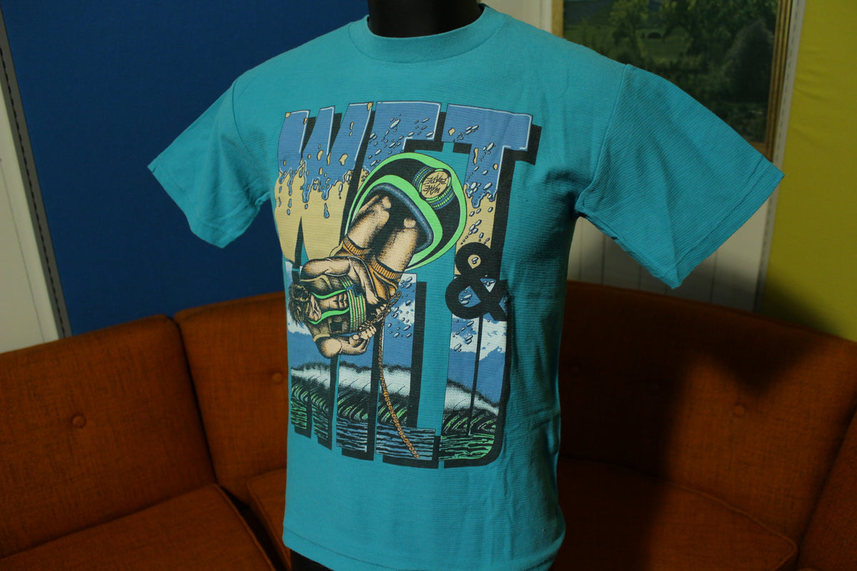 Wet & Wild Wave Blade Club Shred Suicide Vintage 80's Crew Neck T-Shirt