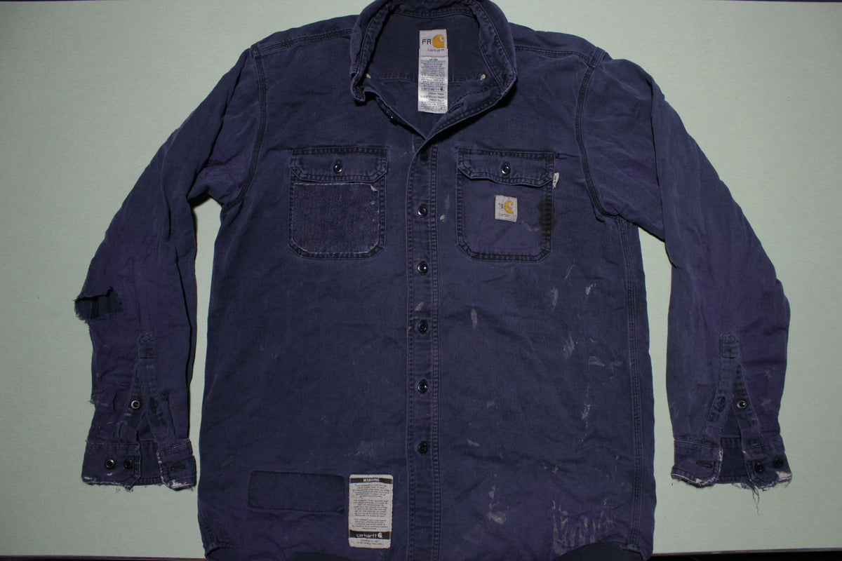 Carhartt FRS 160 Destroyed Button Up Flame Resistant Arc Flash Work Shirt