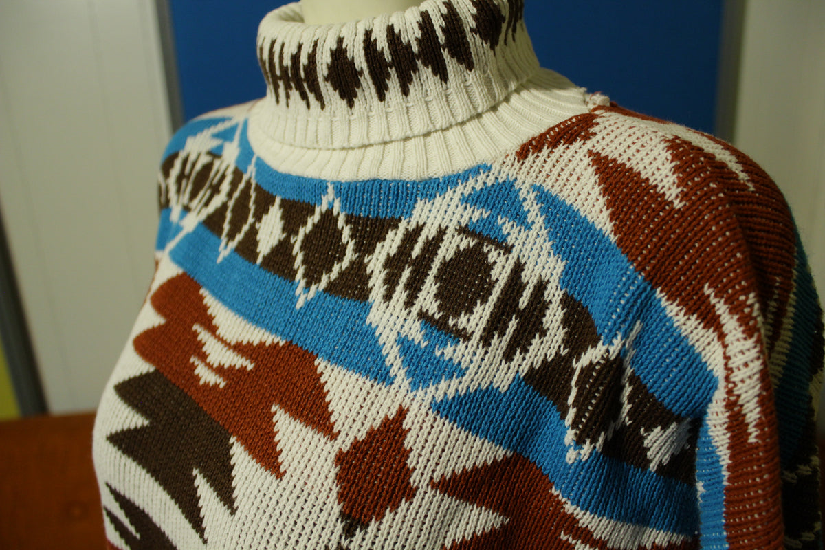 Carriage Court Southwestern Aztec Made In USA Turtle Neck 80's Sweater
