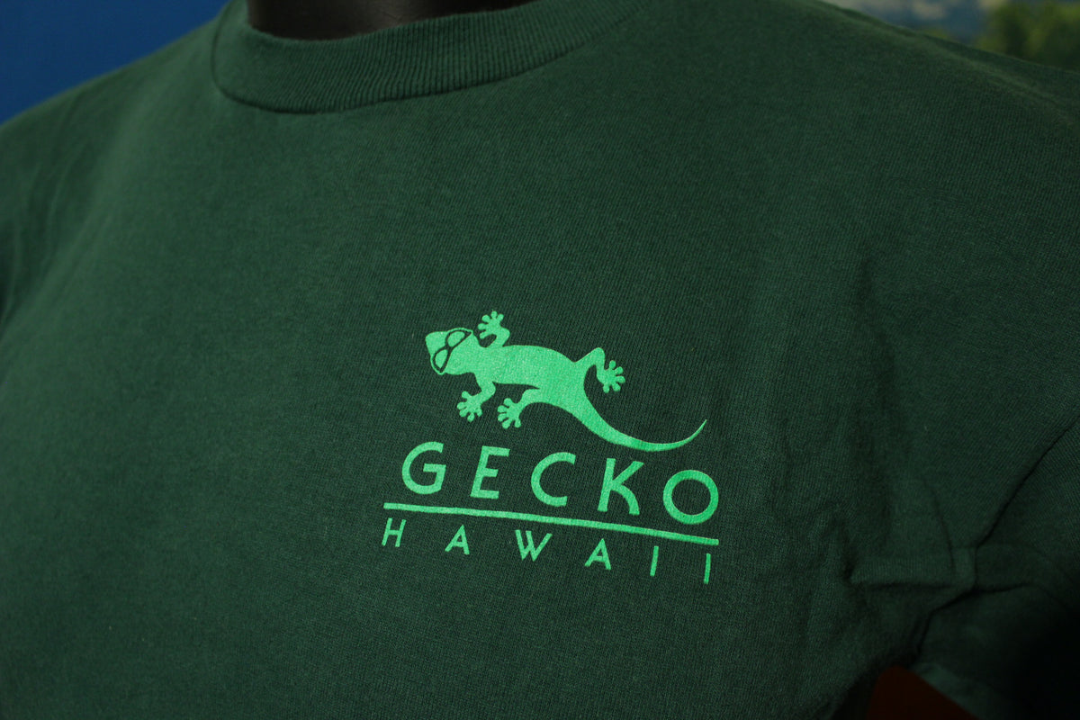 Gecko Hawaii Surf Team Vintage 90's Hunter Green USA Made T-Shirt Small
