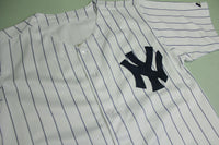 Derek Jeter New York Yankees #2 Majestic Pin Stripe Button Up Baseball Jersey