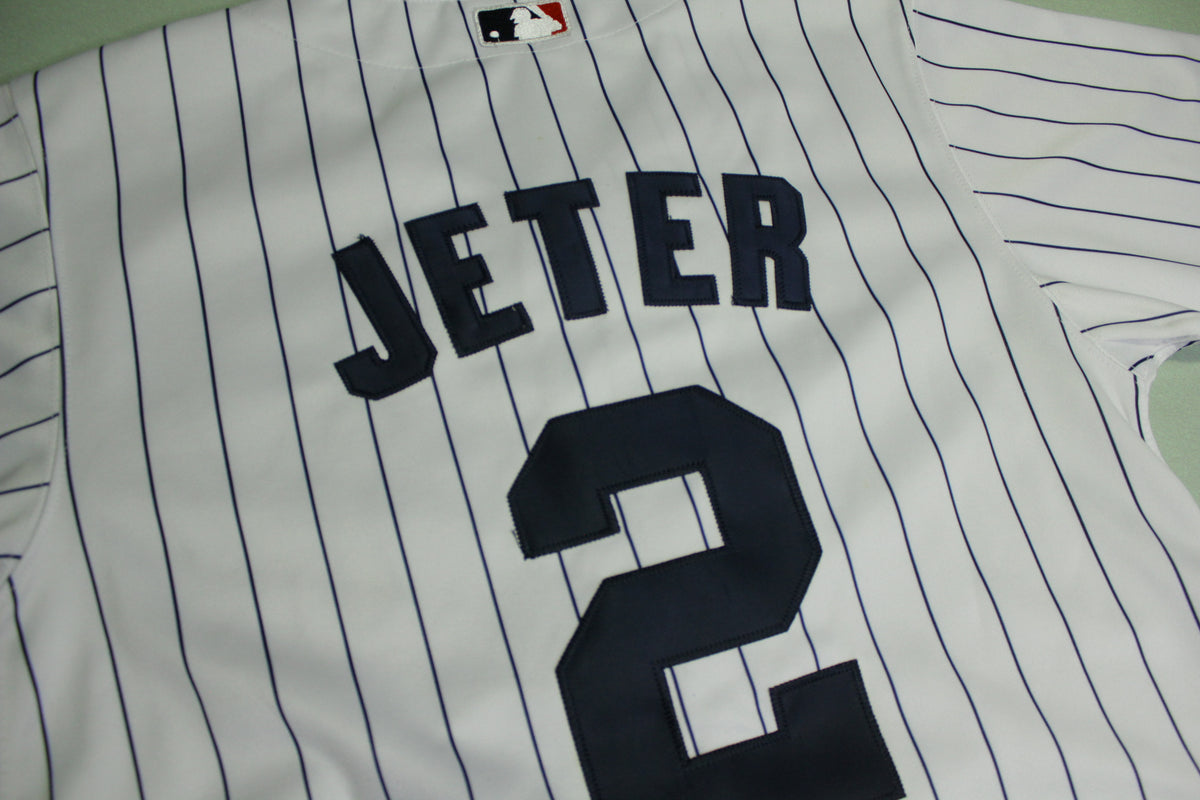 Derek Jeter New York Yankees #2 Majestic Pin Stripe Button Up