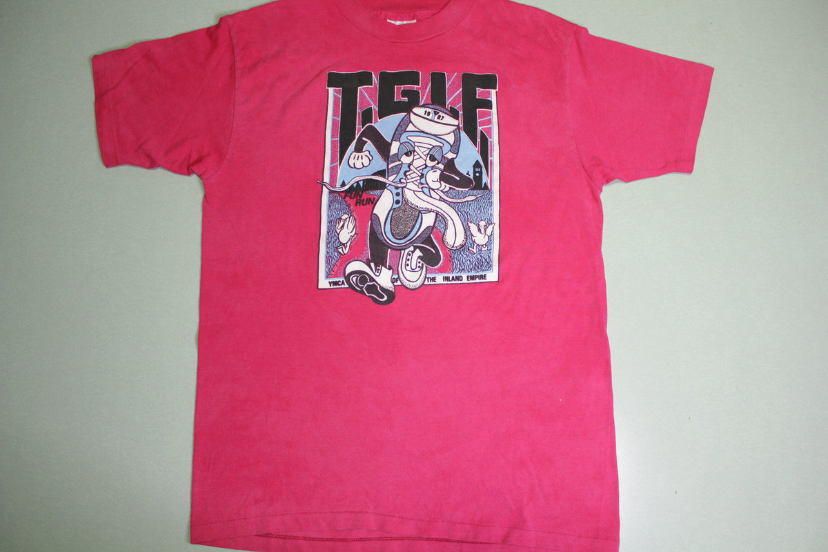 TGIF YMCA 1987 Vintage Spokane Inland Empire Fun Run 80's Hanes Single Stitch T-Shirt