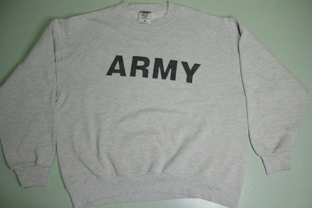 Army Block Spellout Vintage Jerzees Made in USA Crewneck Sweatshirt