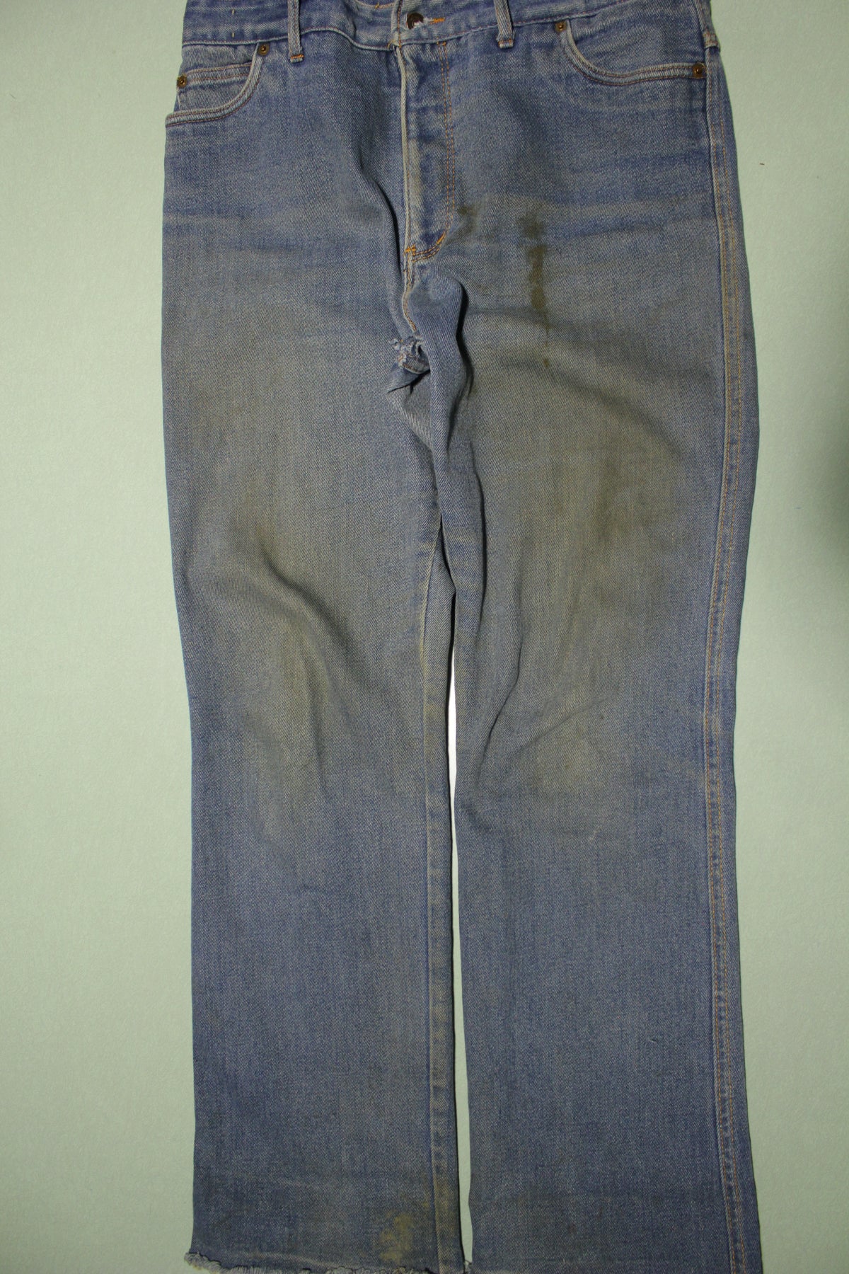 Larry Mahan Bull Riding Vintage 60s 70s Talon 42 Zipper Denim Jeans Distressed