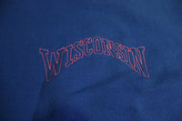 Wisconsin Vintage Nutmeg Mills Made in USA Blue Pink Block Spellout Crewneck 90's Sweatshirt
