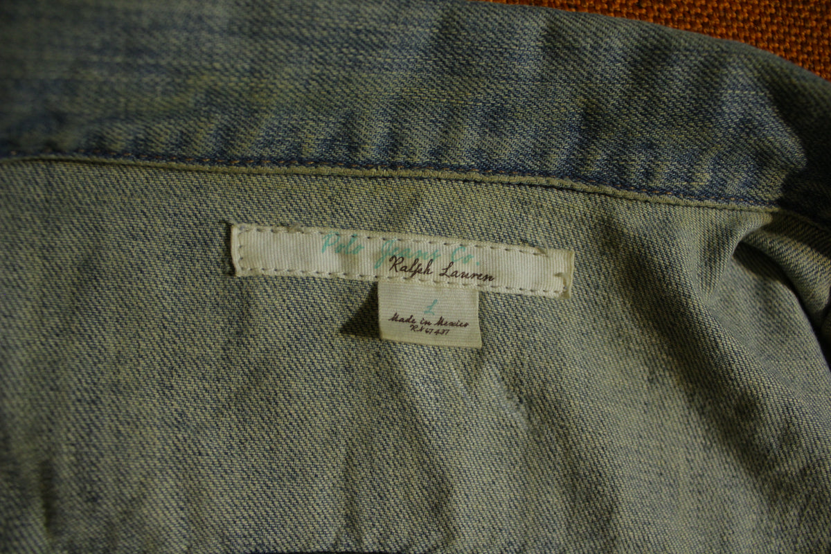 Ralph Lauren Vintage Distressed Mexico Polo No. 67 Denim Light Jean Jacket