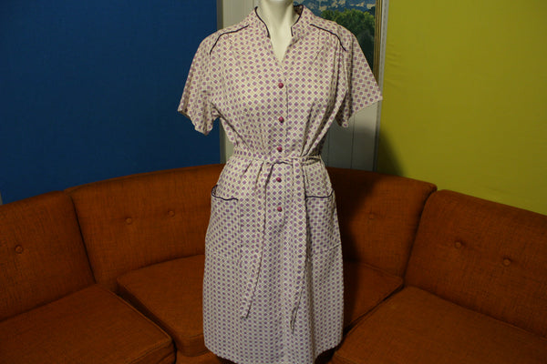 Sue Sherry New York Vtg USA Union Made 60's 70's Farm Chore Work Dress