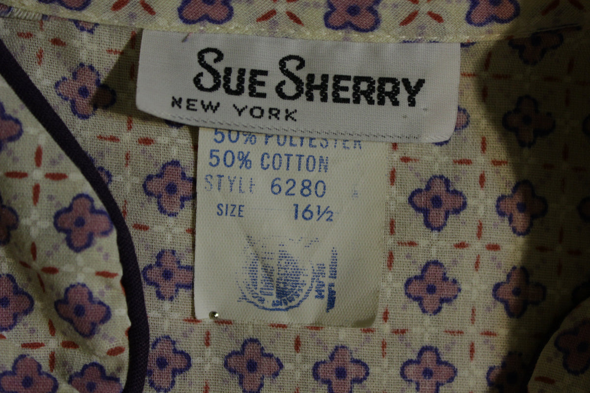 Sue Sherry New York Vtg USA Union Made 60's 70's Farm Chore Work Dress