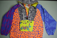 Obermeyer Vintage 80's 90's Neon Bright Colorful Hoodie Pullover Windbreaker Jacket