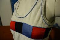 Huk A P Vintage 80's Terry Cloth Tank Top Red White Blue Color Block XS