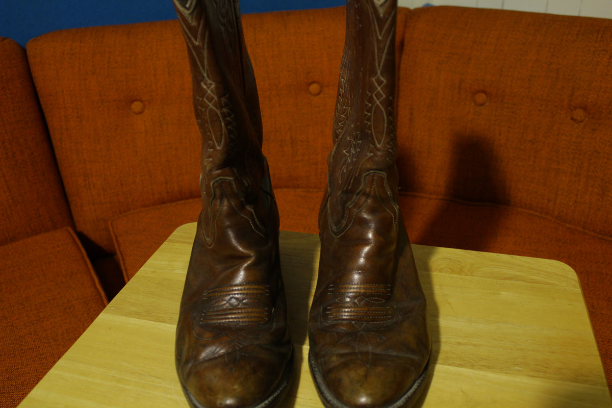 Tony Lama Vintage Western Cowboy Boots Brown Style 6367 Men Size 12D Dancing