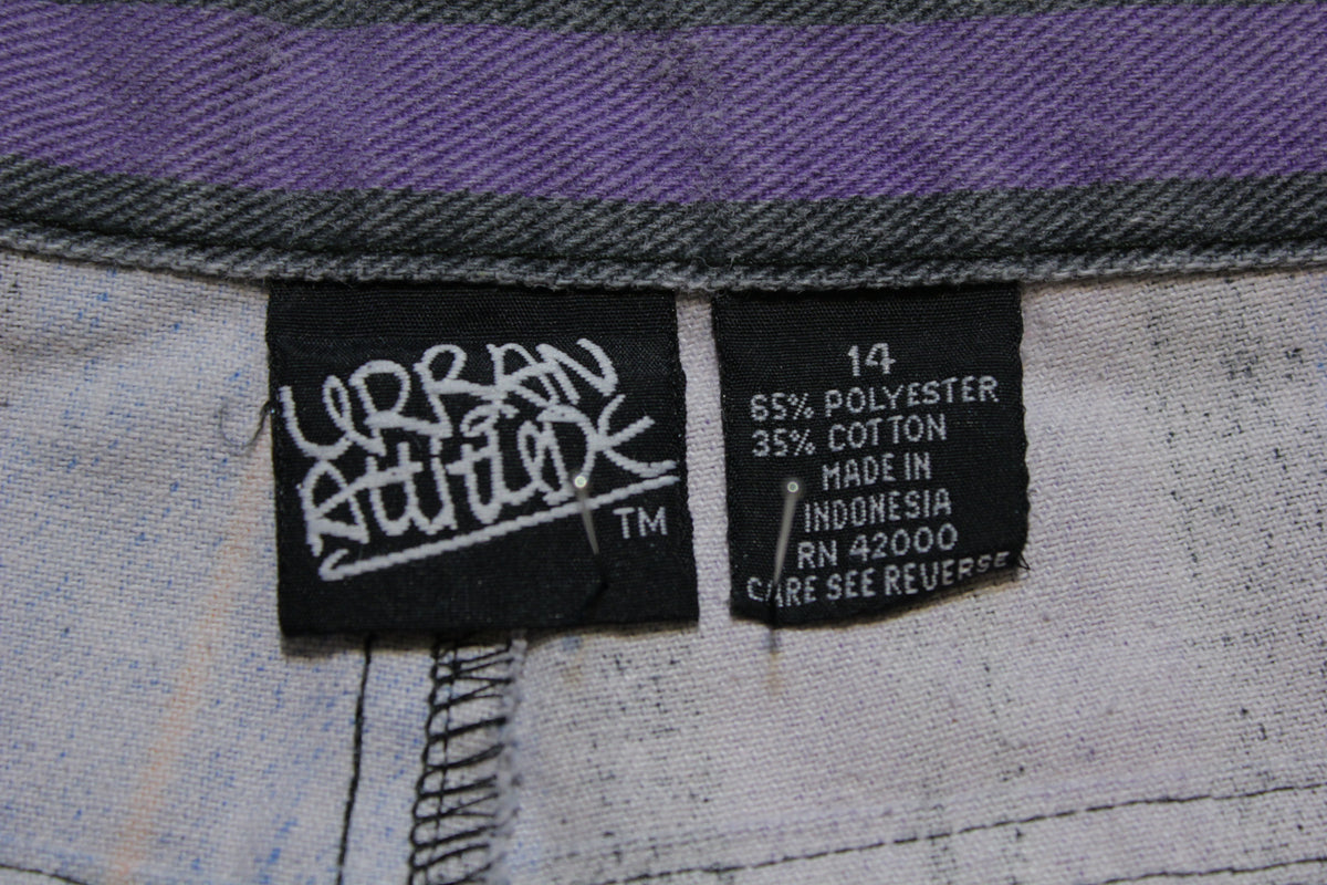Urban Attitude Vertical Stripe Denim 90's Hip Hop Shorts Vintage Rap 60's Colors