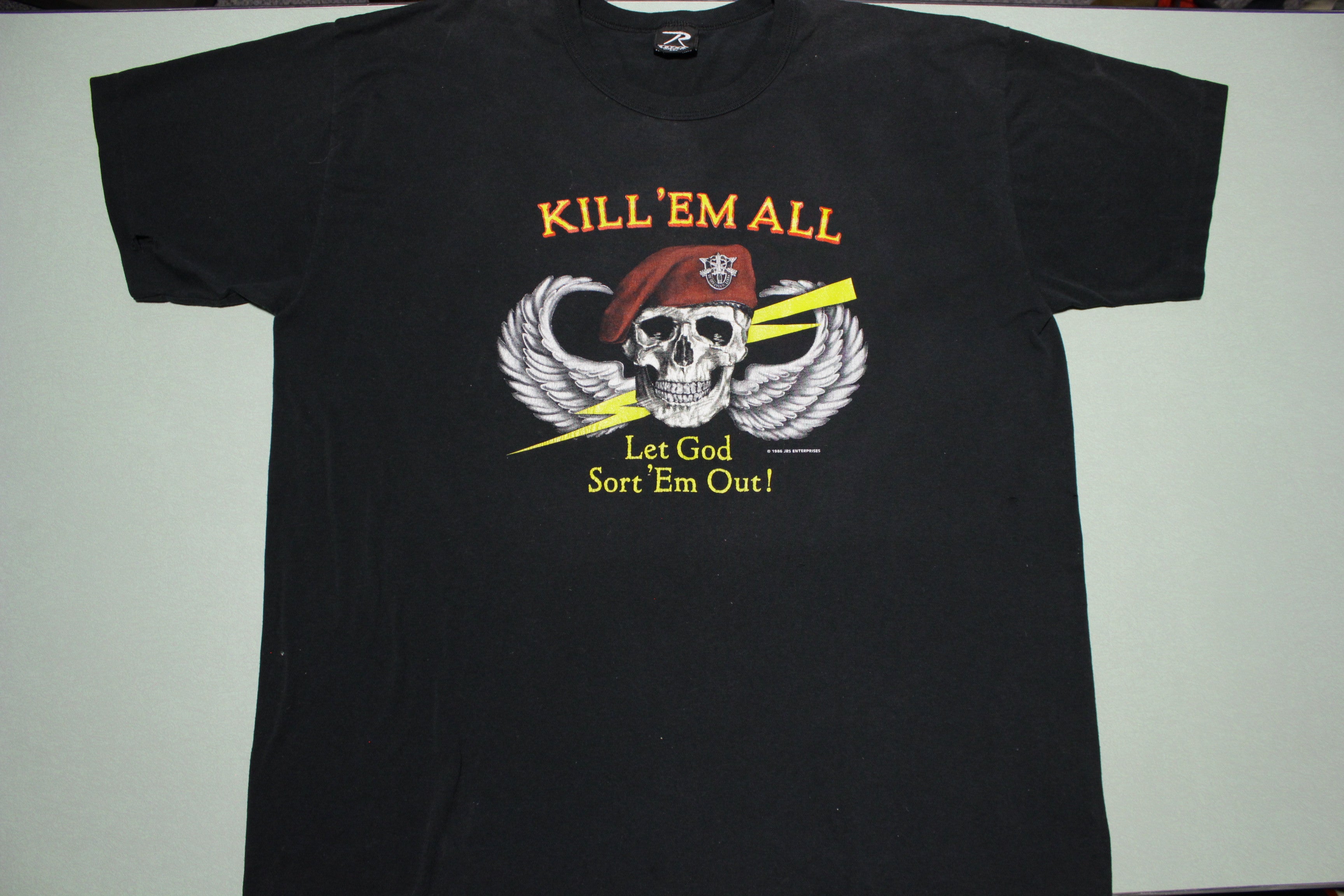 Kill Em All 1986 Marines Vintage Skull Let God Sort Them Out 80s