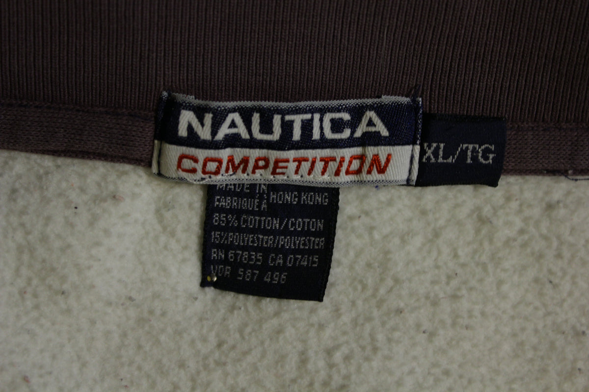 Nautica Competition Spell Out Color Block Vintage 90s Patch White Jacket Sweatshirt
