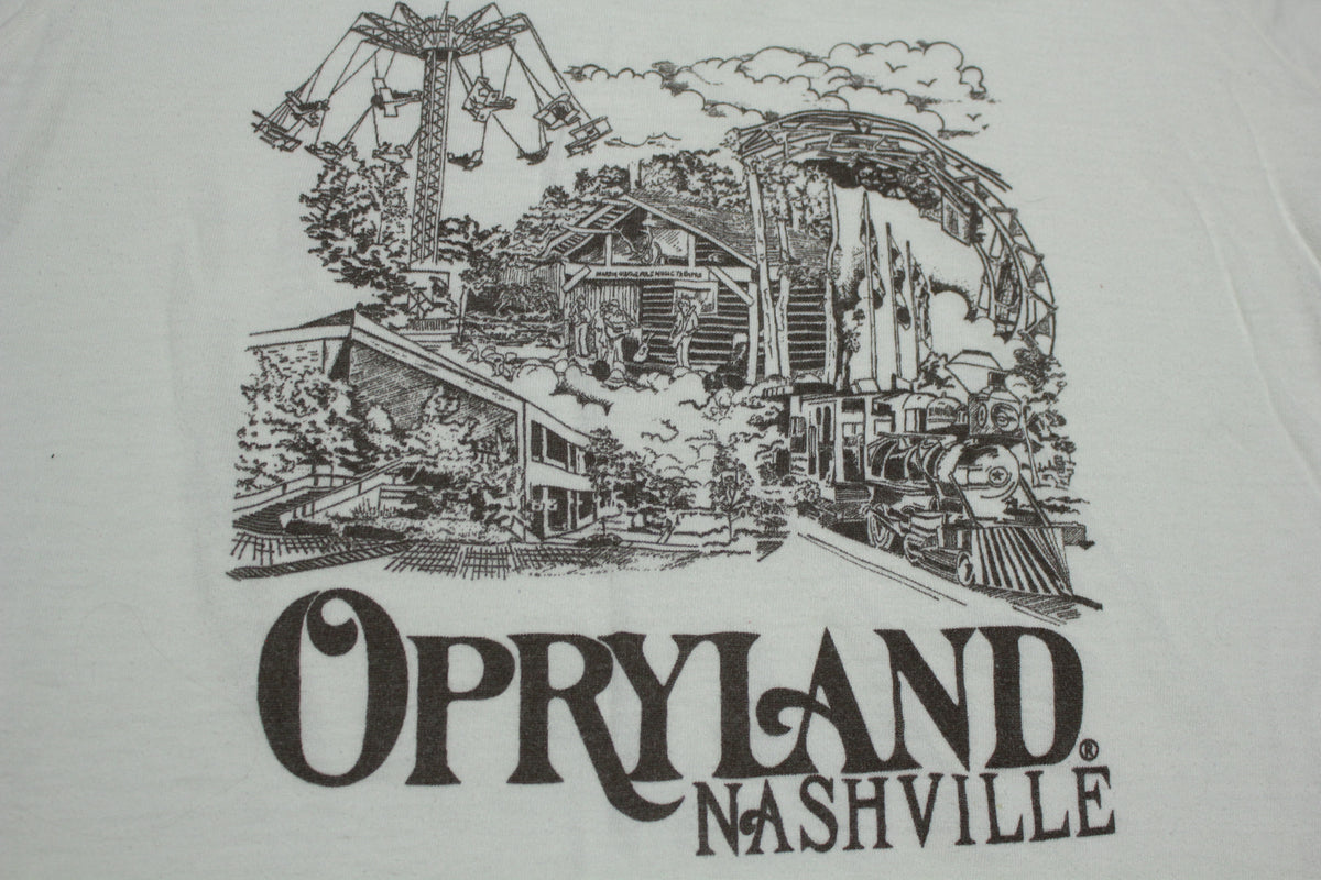Opryland Nashville Vintage 80s Amusement Park Tourist Location Ringer T-Shirt
