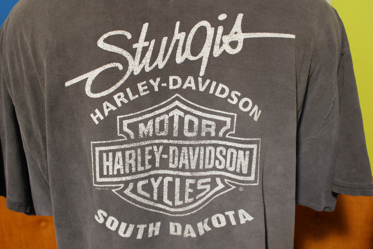 Harley Davidson Vintage Stratman Distressed Black Sturgis Motorcycle T-Shirt