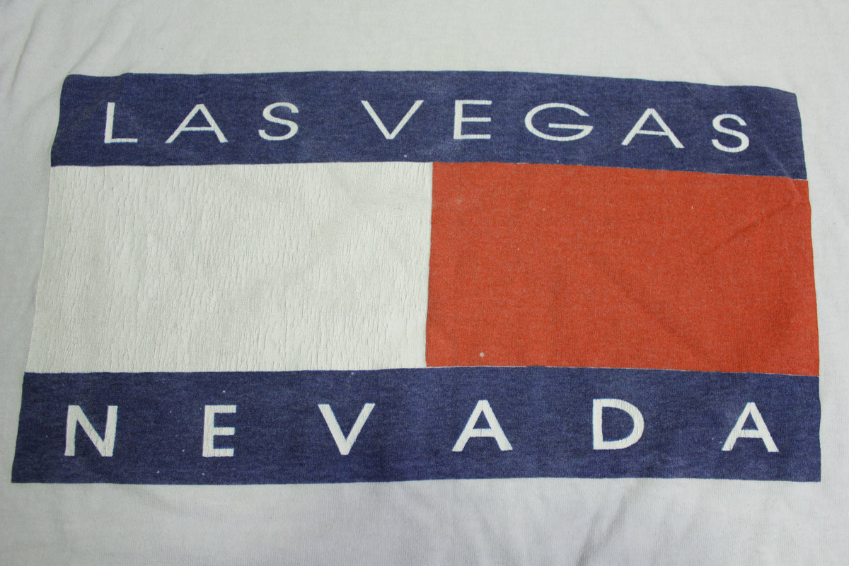 Las Vegas/Tommy Hilfiger Vintage 90's Made in USA Big Flag Spellout T-Shirt