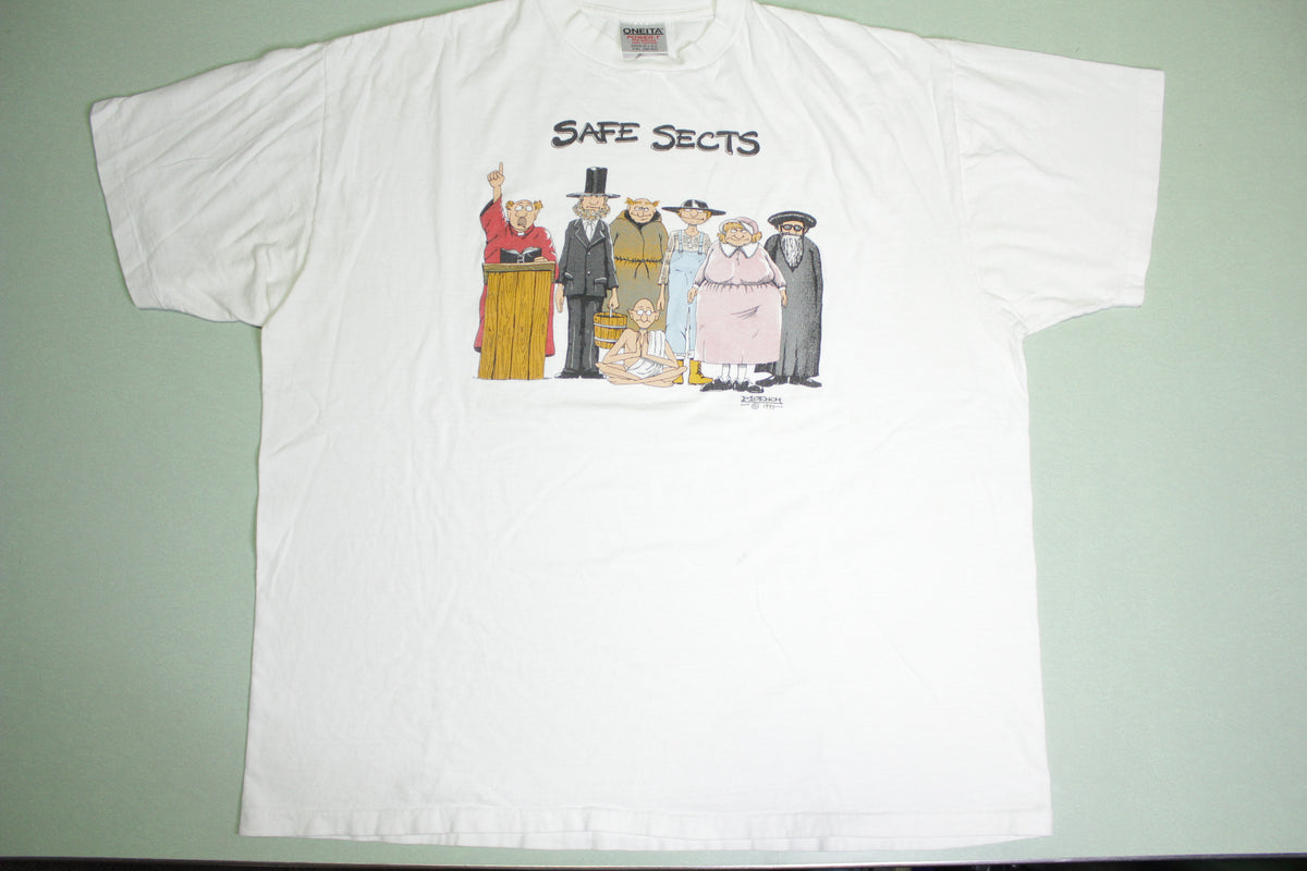 Safe Sects Amish Jewish Dali Lama Vintage Moench 1993 Single Stitch Oneita 90's T-Shirt