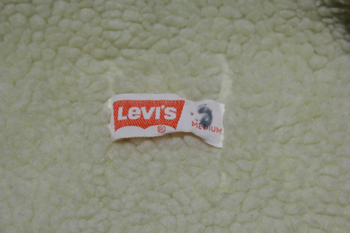 Levis 1970s Vintage Tan Corduroy Sherpa Lined Snap White Tag Vest