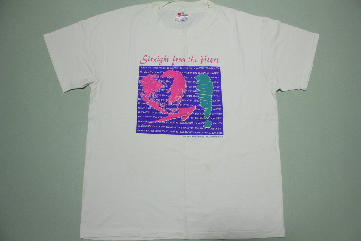 Straight From The Heart Donate Blood 90's Vintage Inland Northwest T-Shirt