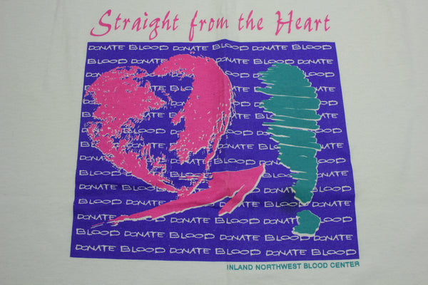 Straight From The Heart Donate Blood 90's Vintage Inland Northwest T-Shirt