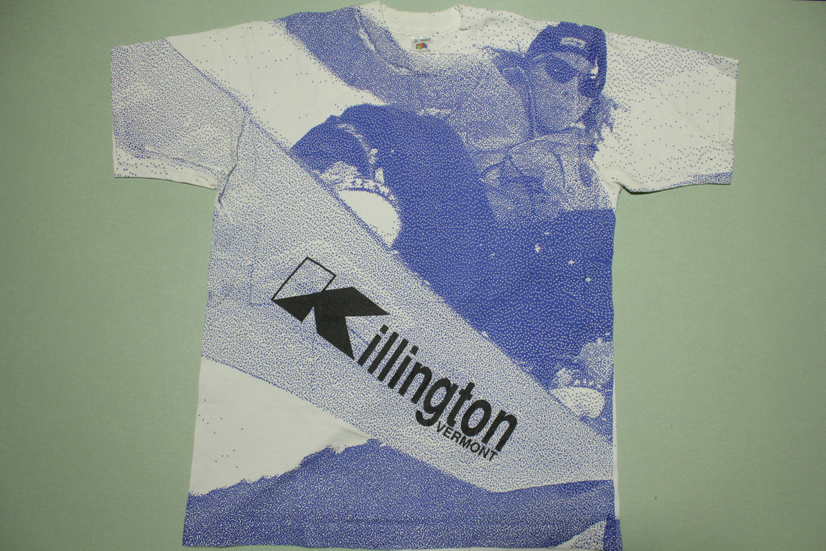 Killington Vermont Vintage All Over Mega Print 90's Snowboarding FOTL T-Shirt